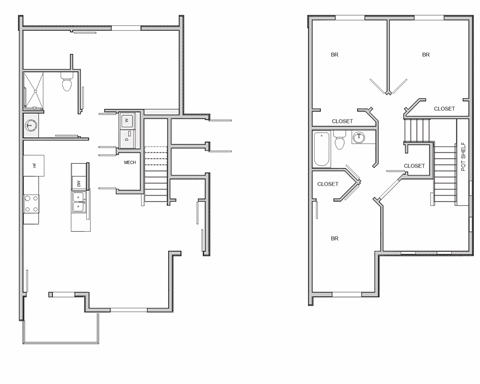 Floor plan for 4 beds, 2 baths, 1324 sqft